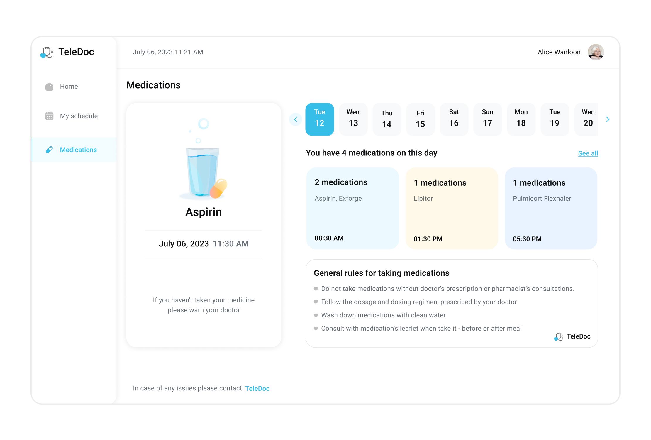 Web-based screen with prescriptions